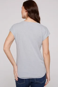 Damen CAMP DAVID & SOCCX Ärmelloses Shirt mit V-Ausschnitt und Artwork cozy blue