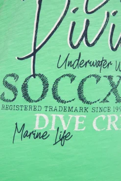 Damen CAMP DAVID & SOCCX Ärmelloses Shirt mit V-Ausschnitt und Artwork regatta green