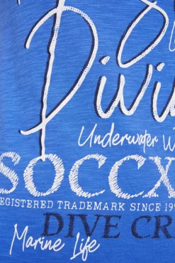 Damen CAMP DAVID & SOCCX Ärmelloses Shirt mit V-Ausschnitt und Artwork deep sky