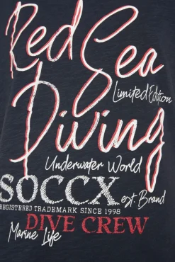 Damen CAMP DAVID & SOCCX Ärmelloses Shirt mit V-Ausschnitt und Artwork classic navy