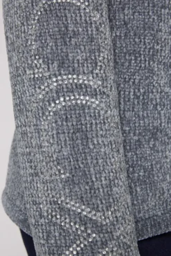 Damen CAMP DAVID & SOCCX Rollkragenpullover in Chenillestrick mit Logo Prints cold grey