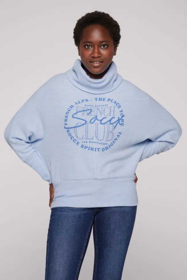 Damen CAMP DAVID & SOCCX Rollkragenpullover mit Fledermausärmeln cool blue