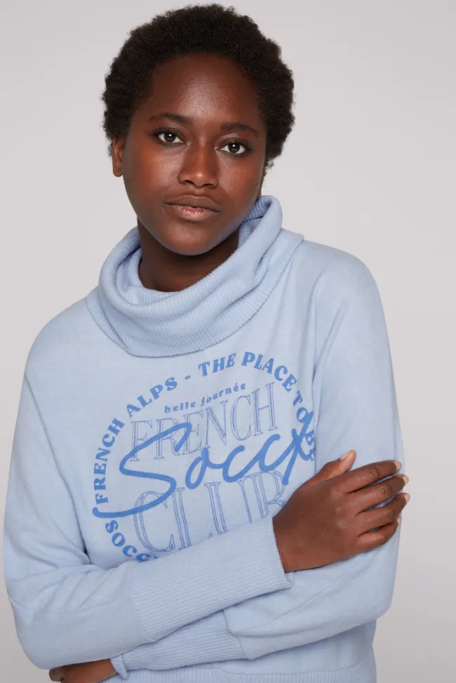 Damen CAMP DAVID & SOCCX Rollkragenpullover mit Fledermausärmeln cool blue