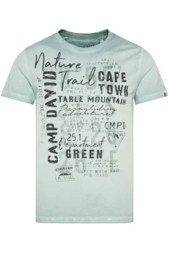 Herren CAMP DAVID & SOCCX Rundhalsshirt Oil Dyed mit Label Print