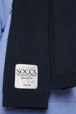 Damen CAMP DAVID & SOCCX Schal in Rippstrick mit Label Patch blue navy