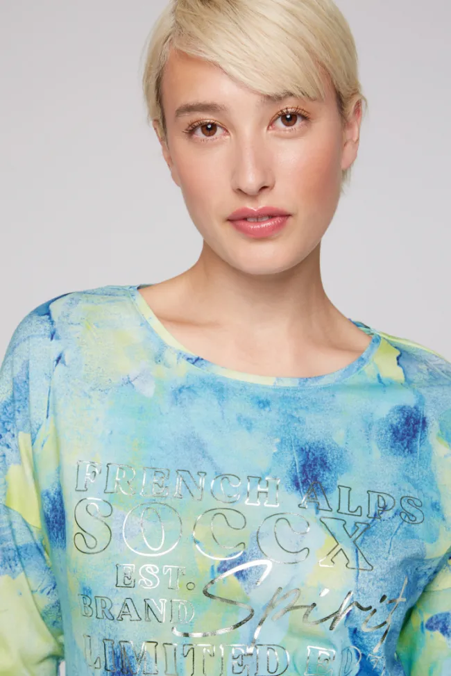 Damen CAMP DAVID & SOCCX Shirt mit All Over Print und 3/4-Ärmeln