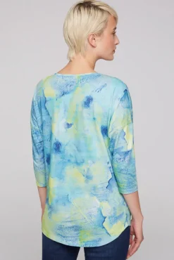 Damen CAMP DAVID & SOCCX Shirt mit All Over Print und 3/4-Ärmeln