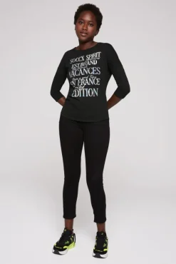 Damen CAMP DAVID & SOCCX Shirt mit 3/4-Ärmeln und buntem Wording Print
