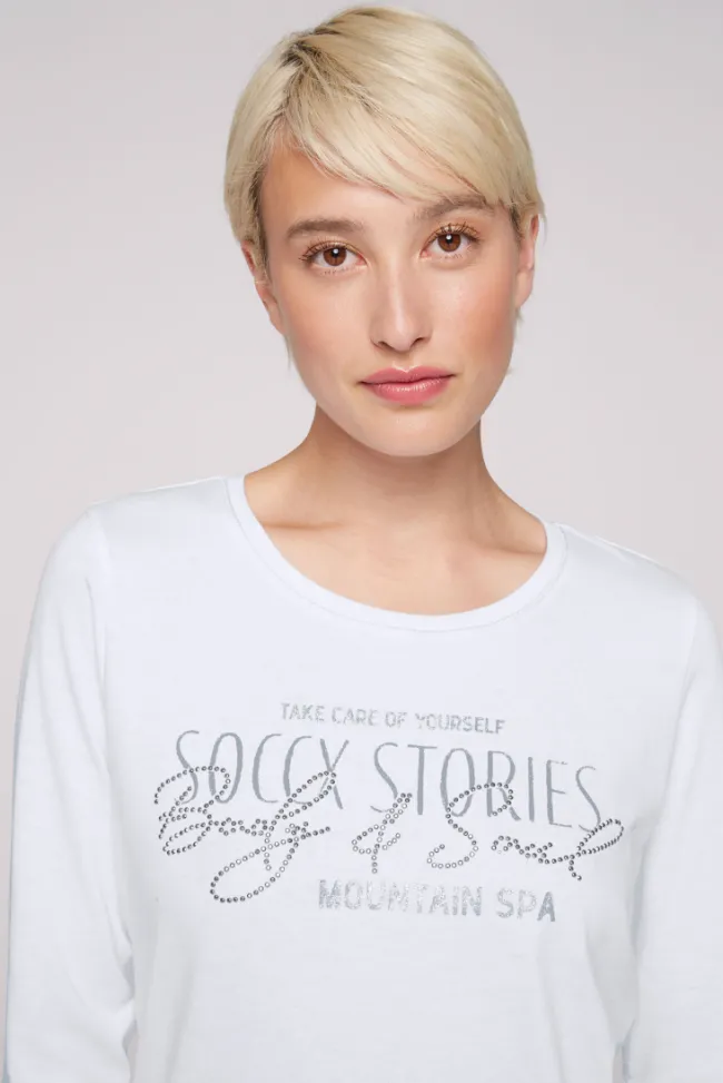 Damen CAMP DAVID & SOCCX Shirt mit Wording Print und Schmucksteinen