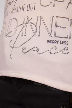 Damen CAMP DAVID & SOCCX Shirt mit Wording Print und Schmucksteinen rose blush
