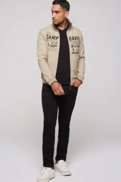 Herren CAMP DAVID & SOCCX Softshelljacke im Blouson-Stil mit Artworks neutral beige