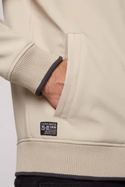 Herren CAMP DAVID & SOCCX Softshelljacke im Blouson-Stil mit Artworks neutral beige