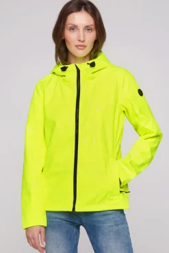 Damen CAMP DAVID & SOCCX Softshelljacke mit Kapuze und Glossy Prints yellow lime