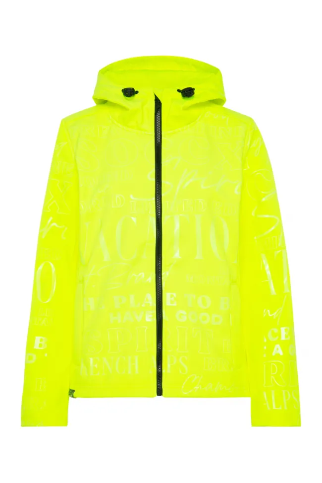 Damen CAMP DAVID & SOCCX Softshelljacke mit Kapuze und Glossy Prints yellow lime