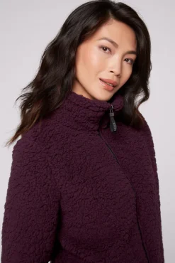 Damen CAMP DAVID & SOCCX Sport-Jacke im Sherpa-Look deep plum