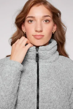 Damen CAMP DAVID & SOCCX Sport-Jacke im Sherpa-Look grey melange