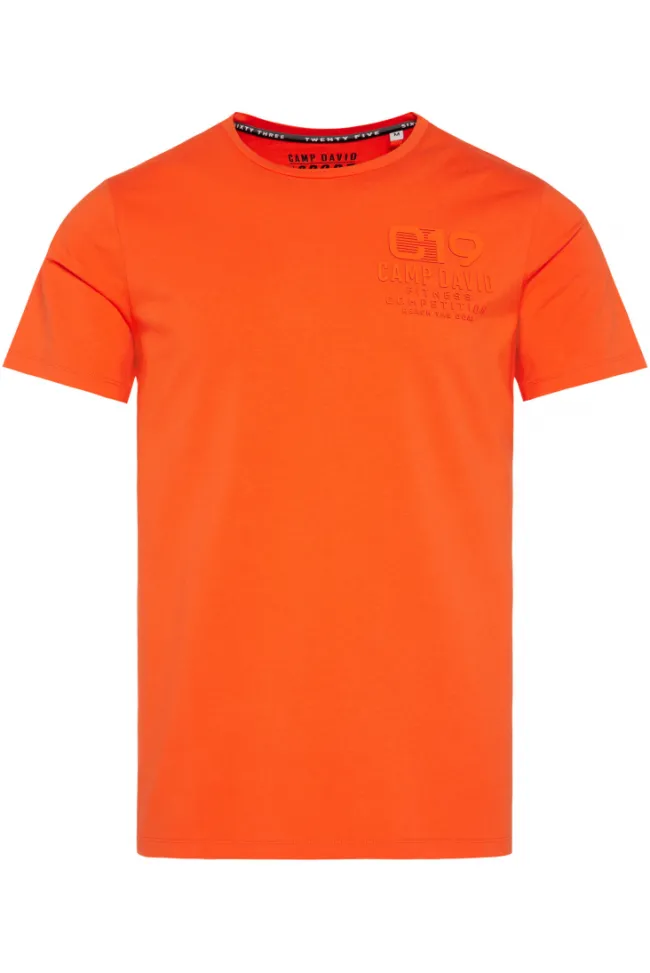 Herren CAMP DAVID & SOCCX Sport-T-Shirt mit Artwork signal orange