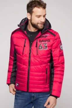 Herren CAMP DAVID & SOCCX Steppjacke im Colour Design mit Logo Artworks royal red