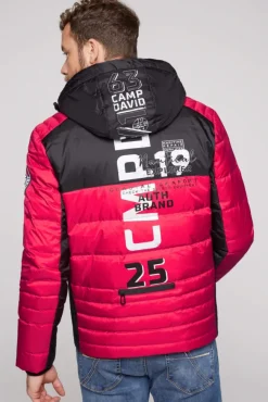 Herren CAMP DAVID & SOCCX Steppjacke im Colour Design mit Logo Artworks royal red
