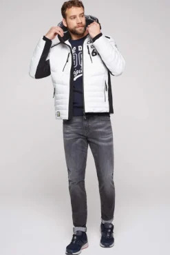 Herren CAMP DAVID & SOCCX Steppjacke im Colour Design mit Logo Artworks