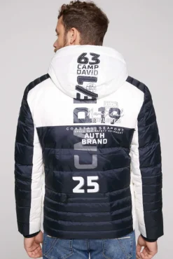 Herren CAMP DAVID & SOCCX Steppjacke im Colour Design mit Logo Artworks deep sea