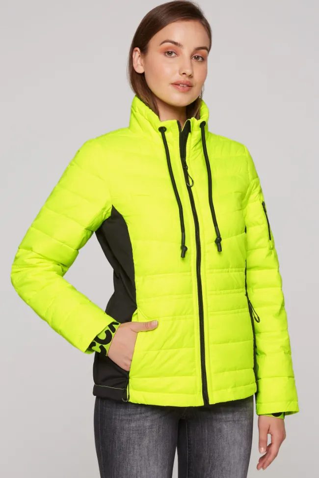 Damen CAMP DAVID & SOCCX Steppjacke im Ski-Design yellow lime