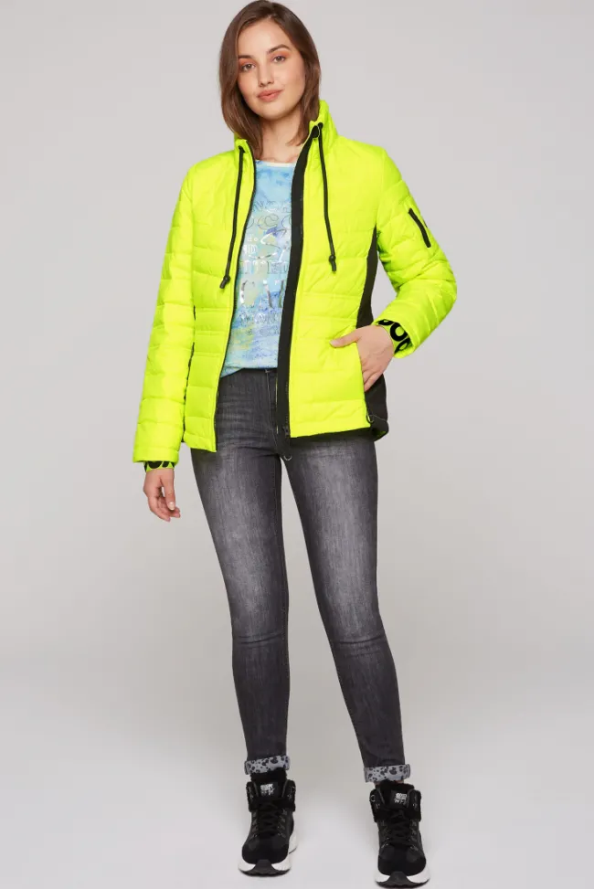 Damen CAMP DAVID & SOCCX Steppjacke im Ski-Design yellow lime