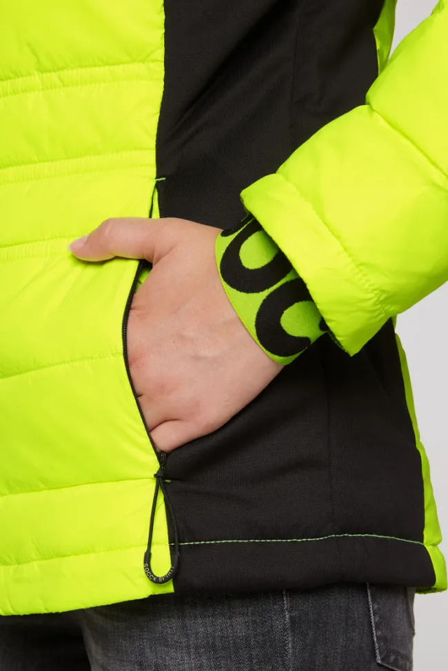 Damen CAMP DAVID & SOCCX Steppjacke im Ski-Design yellow lime