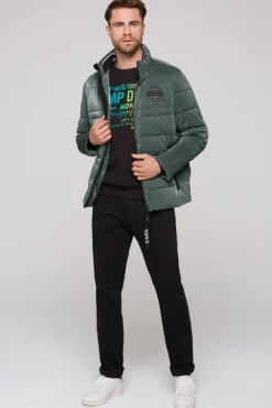 Herren CAMP DAVID & SOCCX Steppjacke mit Coating und Zip-Anhänger khale green