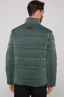 Herren CAMP DAVID & SOCCX Steppjacke mit Coating und Zip-Anhänger khale green