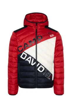 Herren CAMP DAVID & SOCCX Steppjacke mit Colour-Blocking und Rücken-Print flight red