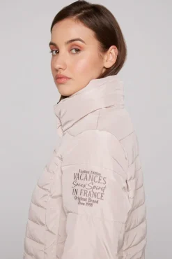 Damen CAMP DAVID & SOCCX Stepp-Parka mit abtrennbarer Kapuze und Kunstfell light beige