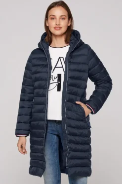 Damen CAMP DAVID & SOCCX Stepp-Parka mit Kapuze und Rücken-Print blue navy