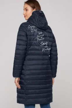 Damen CAMP DAVID & SOCCX Stepp-Parka mit Kapuze und Rücken-Print blue navy