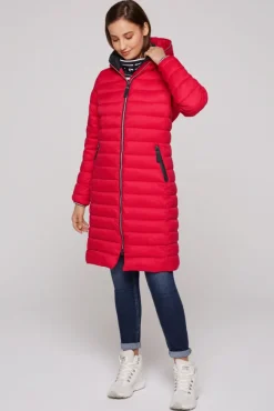 Damen CAMP DAVID & SOCCX Stepp-Parka mit Kapuze und Rücken-Print clear red