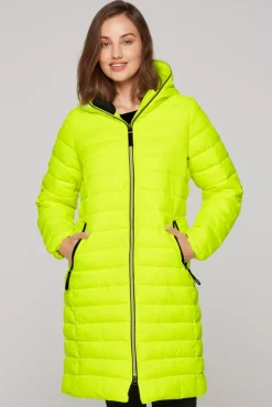 Damen CAMP DAVID & SOCCX Stepp-Parka mit Kapuze und Rücken-Print yellow lime