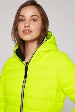 Damen CAMP DAVID & SOCCX Stepp-Parka mit Kapuze und Rücken-Print yellow lime