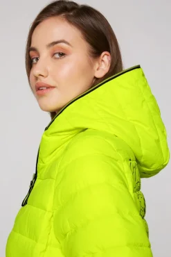 Damen CAMP DAVID & SOCCX Stepp-Parka mit Kapuze und Rücken-Print yellow lime