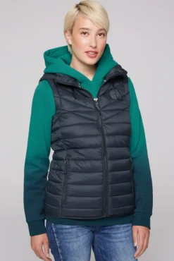 Damen CAMP DAVID & SOCCX Steppweste mit abknöpfbarer Kapuze blue navy