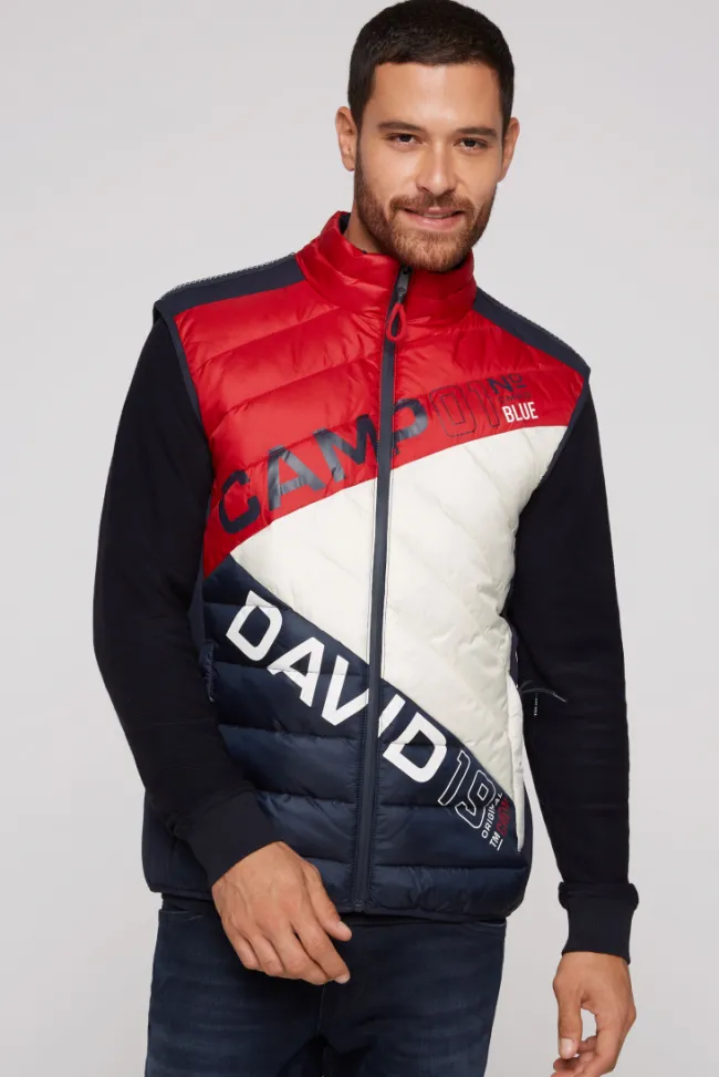Herren CAMP DAVID & SOCCX Steppweste mit Colour-Blocking flight red