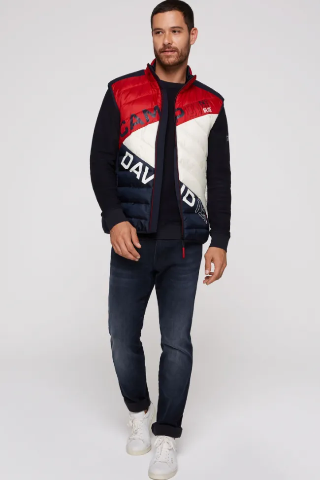 Herren CAMP DAVID & SOCCX Steppweste mit Colour-Blocking flight red