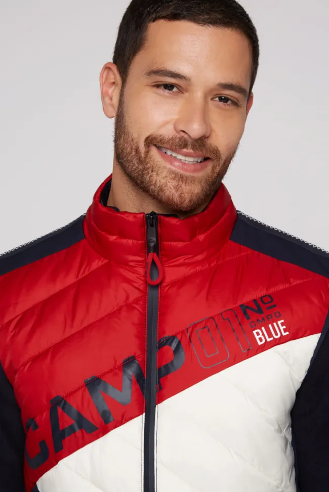 Herren CAMP DAVID & SOCCX Steppweste mit Colour-Blocking flight red