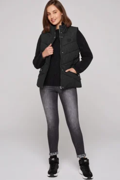 Damen CAMP DAVID & SOCCX Steppweste mit filigranem All Over Print