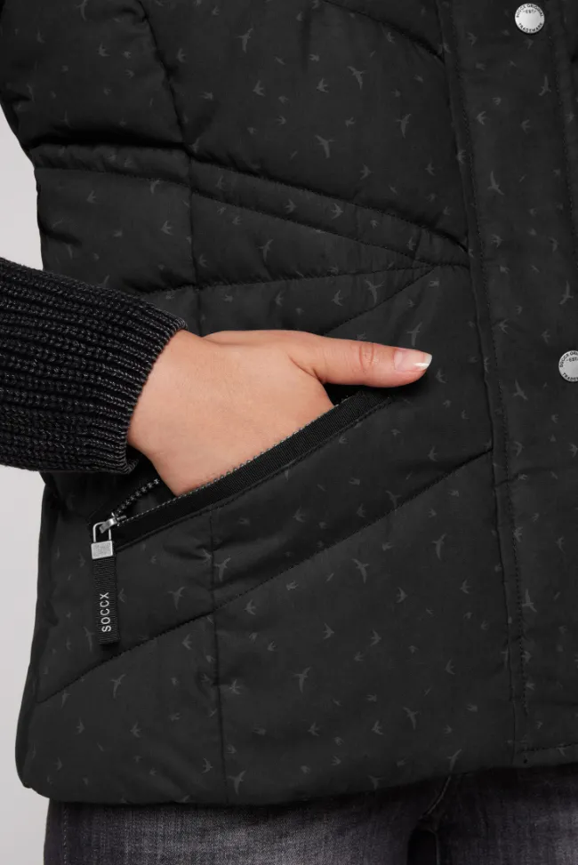 Damen CAMP DAVID & SOCCX Steppweste mit filigranem All Over Print