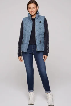 Damen CAMP DAVID & SOCCX Steppweste mit filigranem All Over Print cool grey