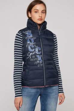 Damen CAMP DAVID & SOCCX Steppweste mit Kapuze im Stehkragen blue navy