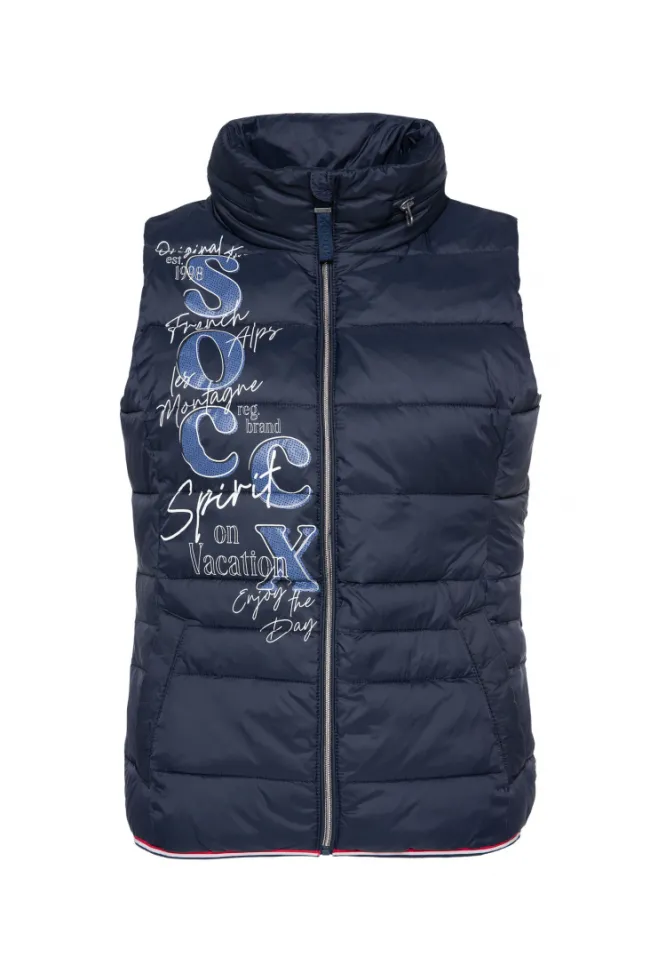Damen CAMP DAVID & SOCCX Steppweste mit Kapuze im Stehkragen blue navy
