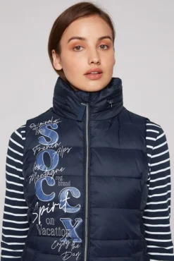 Damen CAMP DAVID & SOCCX Steppweste mit Kapuze im Stehkragen blue navy