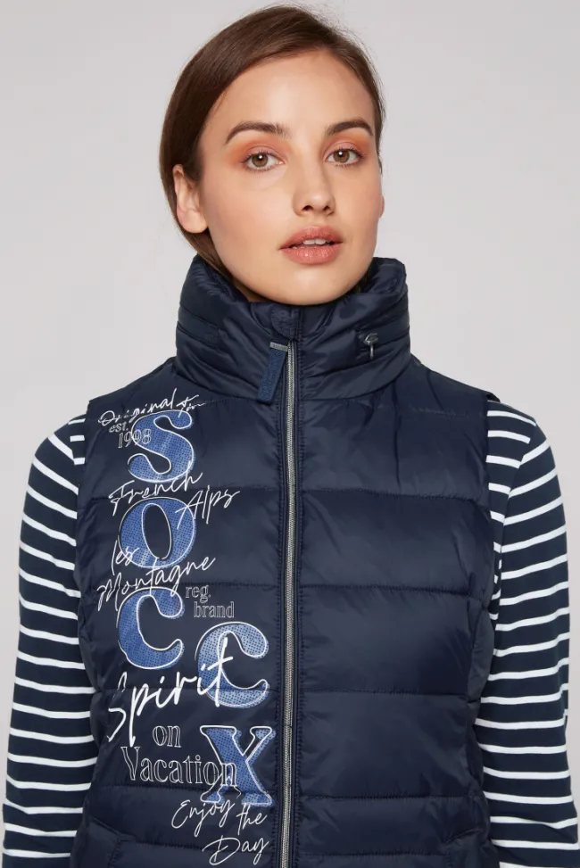 Damen CAMP DAVID & SOCCX Steppweste mit Kapuze im Stehkragen blue navy