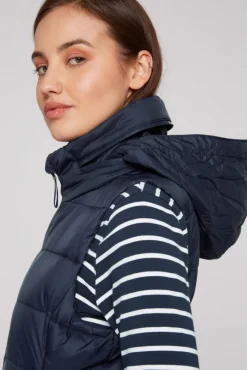 Damen CAMP DAVID & SOCCX Steppweste mit Kapuze im Stehkragen blue navy